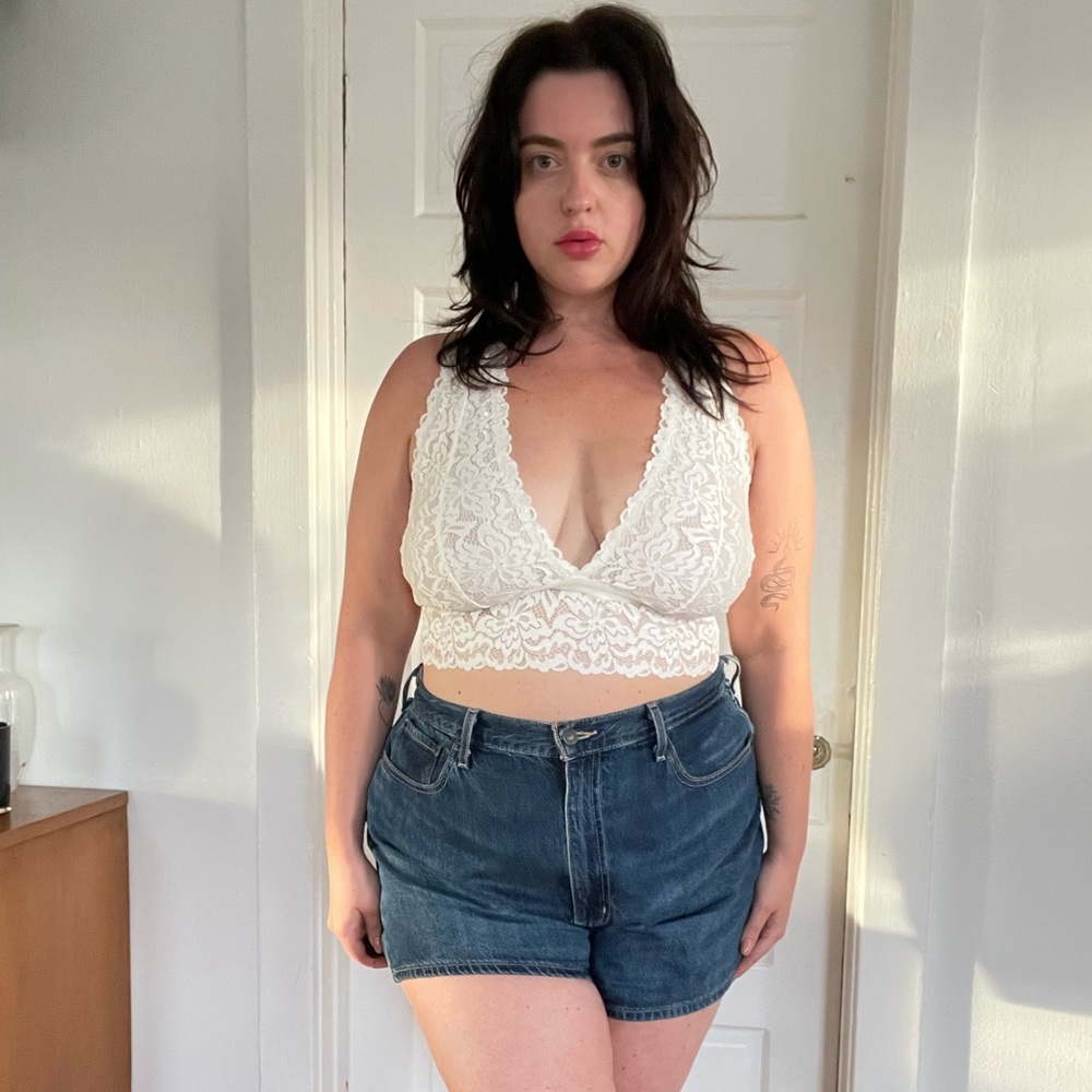 Leto Collection Ivory Lace Racerback Bralette - 2XL